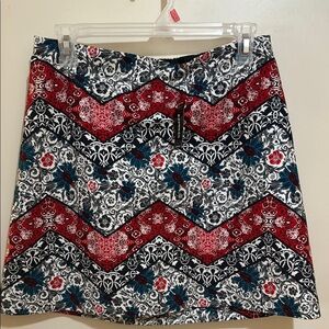 NWT Express Floral Paisley Blue &  Red A line Skirt  size 10!
